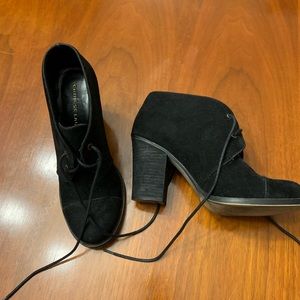 Black block heel booties